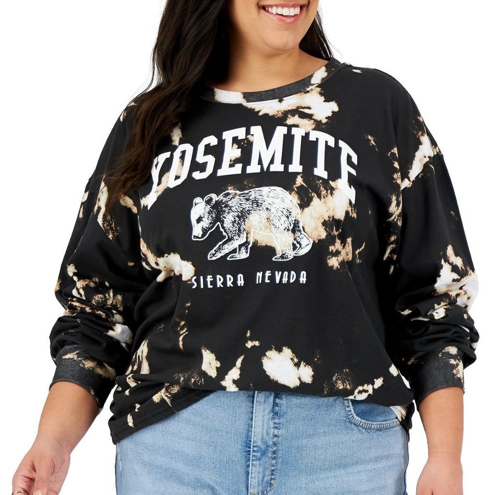 Mighty Fine Trendy Plus Size Tie-Dyed Yosemite Graphic Top Black Size 2X NWOT